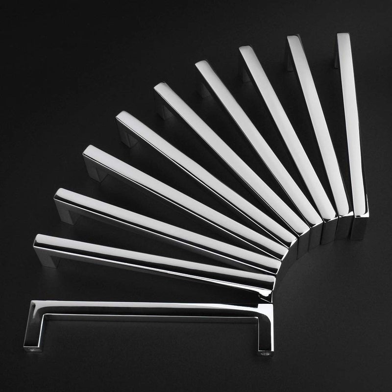 KOOFIZO Solid Square Bar Cabinet Handle - Chrome Furniture Pull, 3.8 Inch/96mm Screwhole Distance, 10-Pack for Kitchen Cupboard Door, Bedroom Dresser Drawer, Bathroom Wardrobe Hardware - Image 1